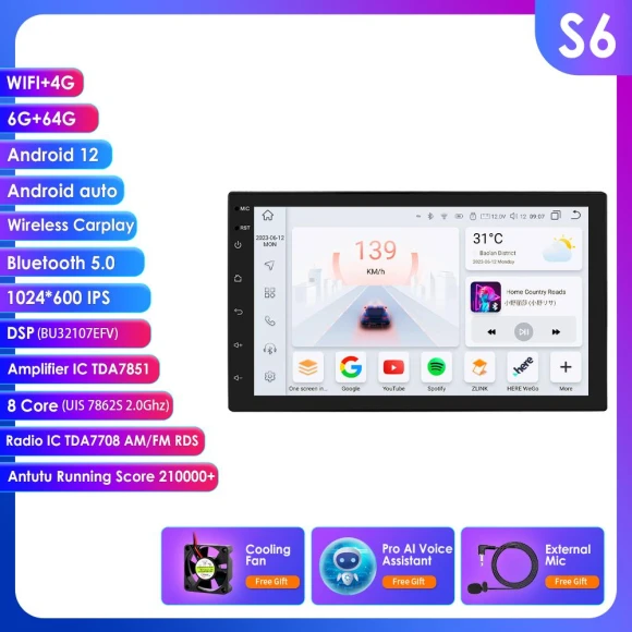 Universal Car Stereo with GPS and Android — In-Dash, OSSURET