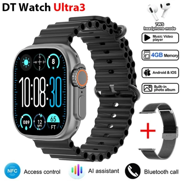 Ultra 3 Smartwatch with Amoled Display, AI Assistant, and Mesh Strap — Smartwatches, DT