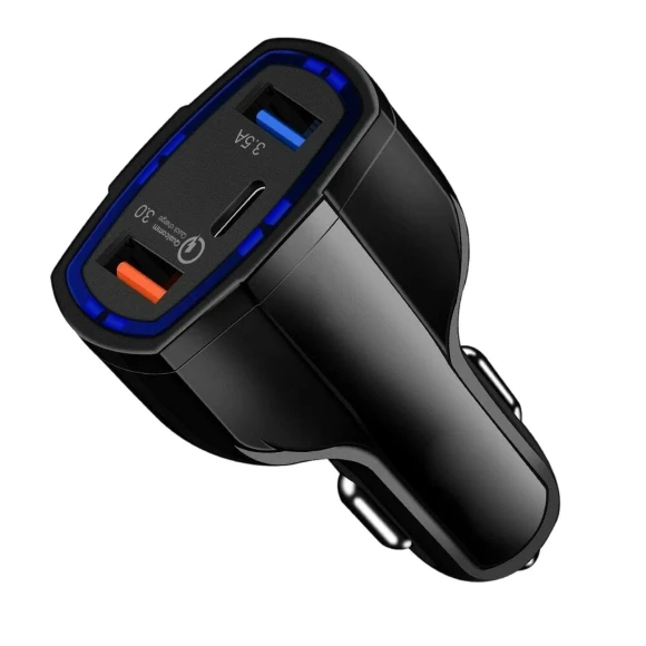 Smart Car Charger with Three USB QC 3.0 and Type-C Ports for Fast Charging — Chargers, happyyu