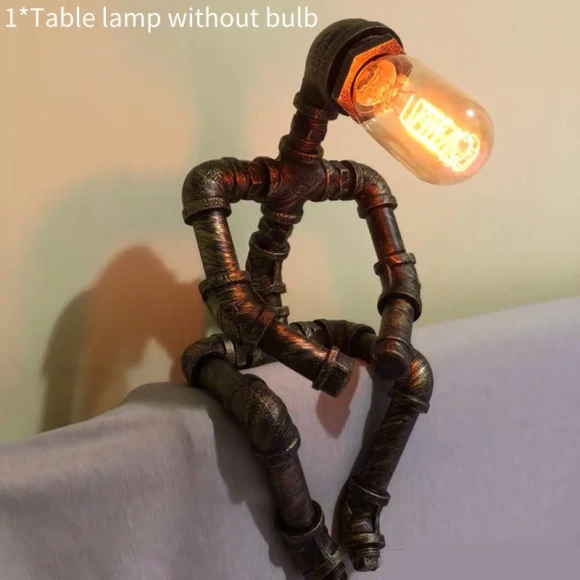 Vintage Industrial Style Water Pipe Robot Table Lamp — Lighting, HauteHive
