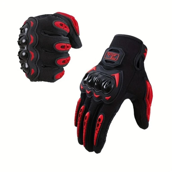 Nylon Motorcycle Gloves with Touchscreen, Hard Protection, Knit Spring-Summer Gloves with Velcro Closure — Gloves, TOIIPL