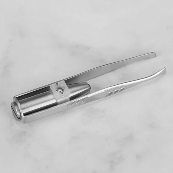 Portable Stainless Steel Eyebrow Hair Removal Tweezer with LED Light — Eyebrow Scissors, Super shoes Mall
