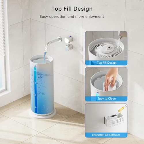 Large Room Smart Humidifier with Diffuser and Ambient Lights — Air Moisturizers, Hiswelle