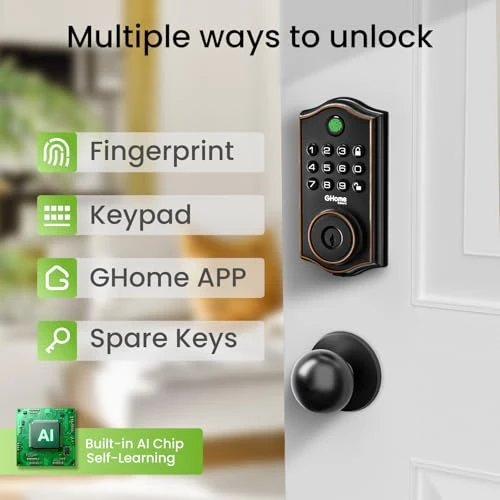 Smart Deadbolt Front Door Lock, GHome Smart