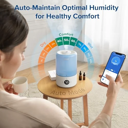 Smart Humidifier with App Control, Top Fill Design, and Essential Oil Diffuser — Air Moisturizers, LEVOIT