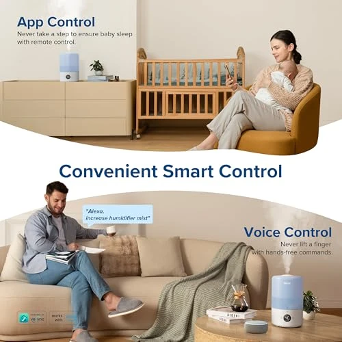 Smart Humidifier with App Control, Top Fill Design, and Essential Oil Diffuser — Air Moisturizers, LEVOIT