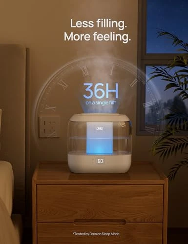 Smart Humidifier with Top Fill, 36-Hour Runtime, and Voice Control — Air Moisturizers, Dreo