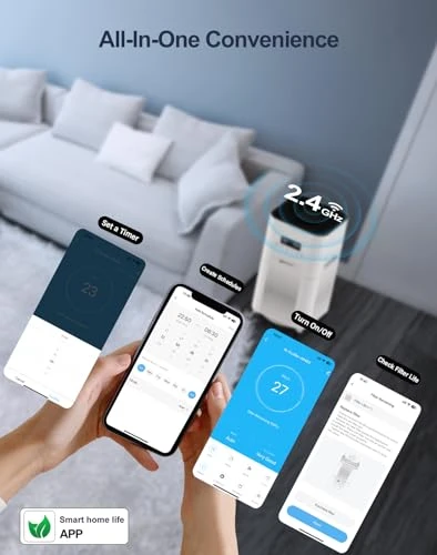 Smart WiFi Air Purifier for Large Rooms — Activated Carbon Air Purifiers, DAYETTE
