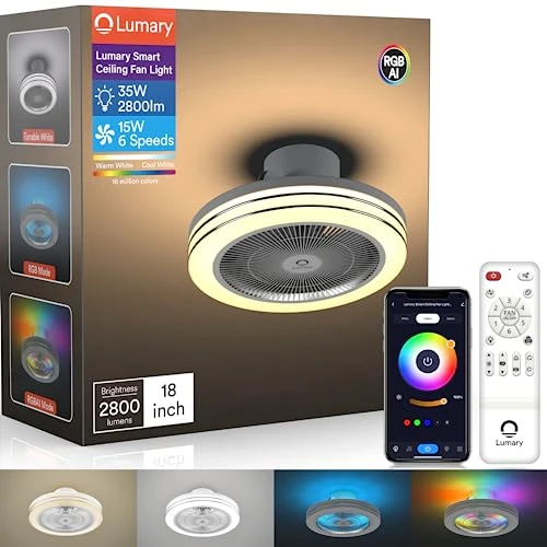 Smart WiFi & Bluetooth Ceiling Fan with RGBAI Light — Ceiling Fans, Lumary