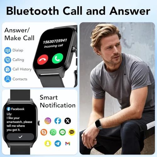 Fitness Tracker with Bluetooth Calls and AI Voice Control — Smartwatches, CASCHO