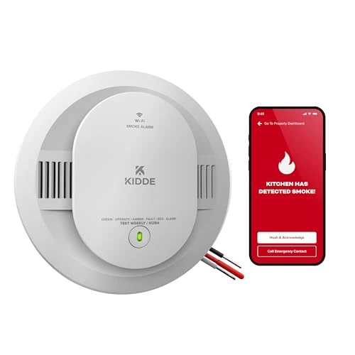 Hardwired App Enabled Smart Smoke Detector with AA Backup Battery, Interconnected Alarm — Carbon Monoxide Detectors, Kidde