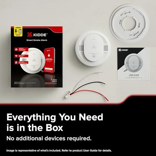 Hardwired App Enabled Smart Smoke Detector with AA Backup Battery, Interconnected Alarm — Carbon Monoxide Detectors, Kidde