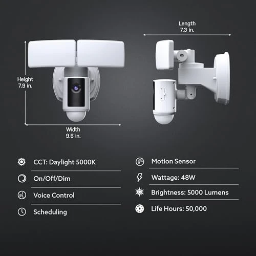 Outdoor LED Smart Security Camera with Motion Sensor, 2-Way Audio, 5000 Lumens Floodlight, Works with Alexa and Google... — Outdoor Security & Flood Lighting, Feit Electric