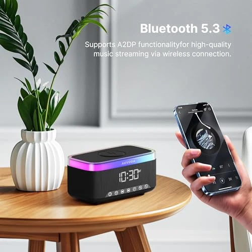 Portable Bluetooth Speaker with Wireless Charging and Night Light — Portable Audio, Auvoda