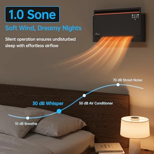 Smart Electric Panel Space Heater with Bluetooth Speaker, Lyric Display & RGB Lights — Portable Heating Solutions, Hawkrown