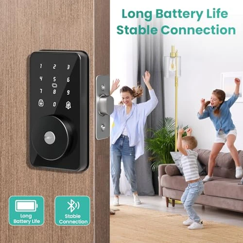 Smart Lock, 4-in-1 Keyless Entry Door Lock for Front Door, Digital Door Lock with Keypad, Bluetooth Smart Deadbolt, App... — Electromagnetic Security Locks, MOUSETRO