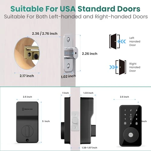 Smart Lock, 4-in-1 Keyless Entry Door Lock for Front Door, Digital Door Lock with Keypad, Bluetooth Smart Deadbolt, App... — Electromagnetic Security Locks, MOUSETRO