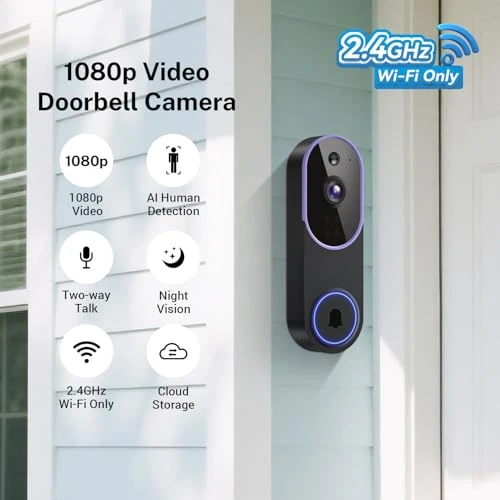 Smart Video Doorbell Camera with Doorbell Receiver — Smart Home Security, KyraNexo