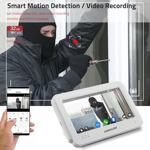 Video Doorbell Intercom System with Monitor — Smart Home Security, AMOCAM