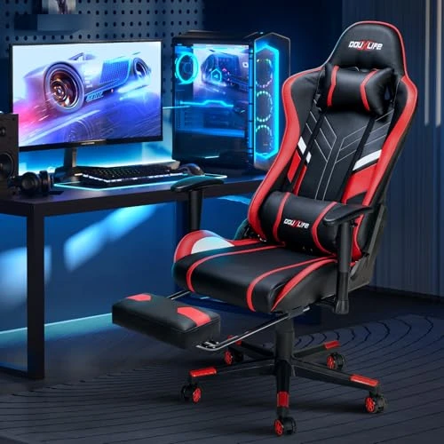 7-Point Massage Gaming Chair with Footrest and Recliner — Gaming Chairs, Douxlife