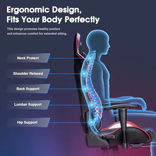 7-Point Massage Gaming Chair with Footrest and Recliner — Gaming Chairs, Douxlife