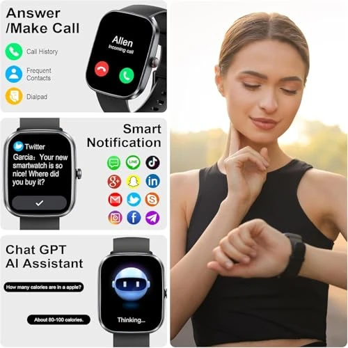 AI Smart Watch with ChatGPT, Bluetooth Calling, 110+ Fitness Modes, Health Monitor, IP68 Waterproof — Smartwatches, uaue