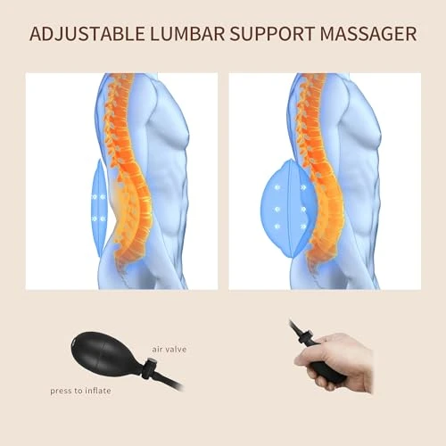 Back Massager with Heat, Massage Seat Cushion with 3D Lumbar Support, 8 Vibrating Motors Massager Chair Pad for Full... — Back Relief Solutions, Comrelax