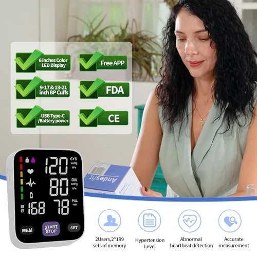 Bluetooth Blood Pressure Monitor with Dual Cuffs — Blood Pressure Monitors, Andesfit