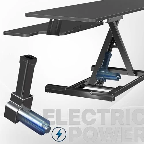 Electric Motor Desk Converter with Height Adjustable Riser and Wide Keyboard Tray — Mounts, VIVO