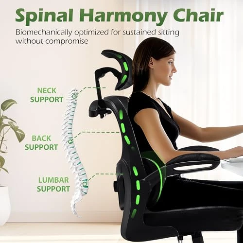 Ergonomic Desk Chair with Adjustable Lumbar Support and Headrest — Desk Chairs, AreShark