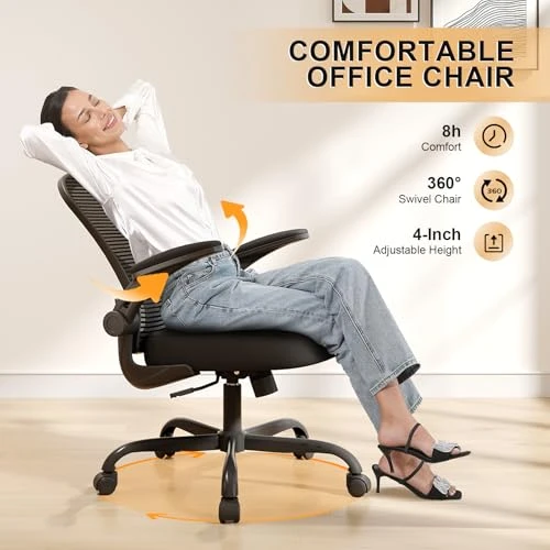 Ergonomic High Back Mesh Desk Chair with Flip-Up Armrests — Desk Chairs, Synorla