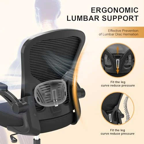 Ergonomic High Back Mesh Desk Chair with Flip-Up Armrests — Desk Chairs, Synorla
