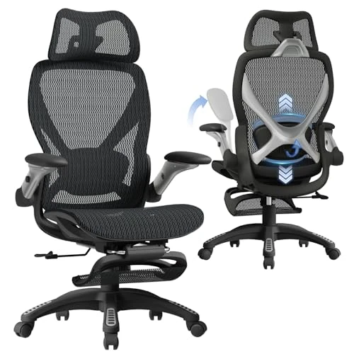 Ergonomic Mesh Office Chair with Footrest — Desk Chairs, ELABEST