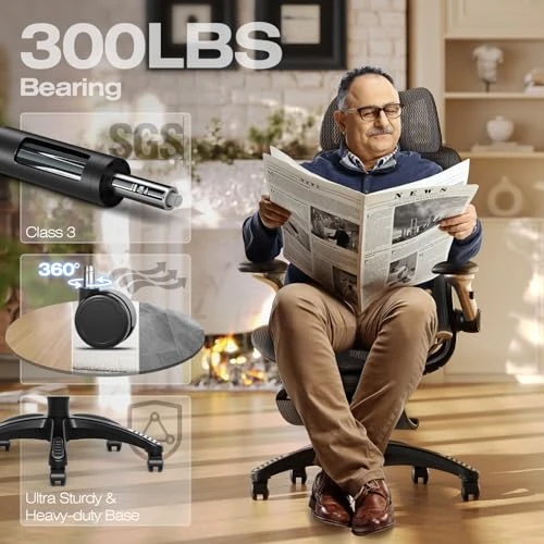 Ergonomic Mesh Office Chair with Footrest — Desk Chairs, ELABEST