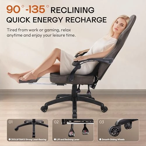 Gaming Chair with Footrest, Massage Lumbar Support, and Pocket Spring Cushion — Gaming Chairs, Dowinx