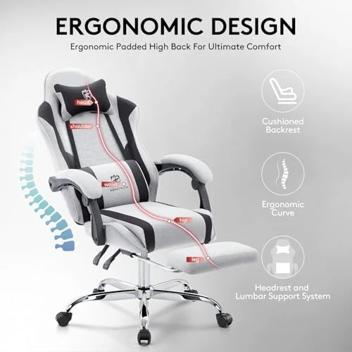 Gaming Chair with Footrest, Massage Lumbar Support, and Gel Pad — Gaming Chairs, Morkprism