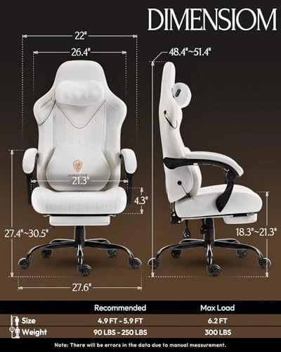 Gaming Chair with Shiatsu Neck Massager and Lumbar Support — Gaming Chairs, Dowinx