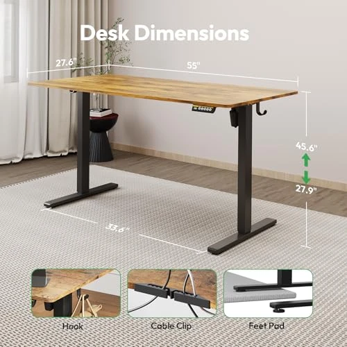 Large Electric Standing Desk with Lockable Wheels — Mounts, Gamork