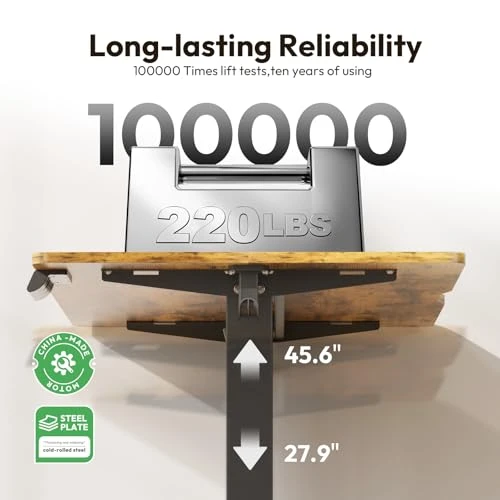 Large Electric Standing Desk with Lockable Wheels — Mounts, Gamork