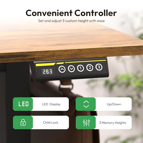 Large Electric Standing Desk with Lockable Wheels — Mounts, Gamork