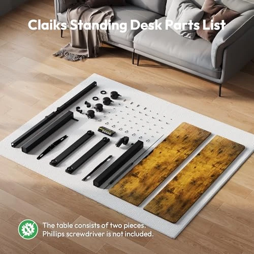 Large Electric Standing Desk with Lockable Wheels — Mounts, Gamork