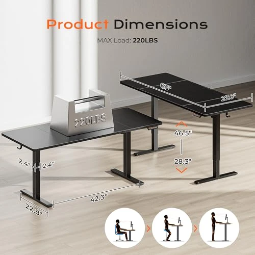 Large Electric Standing Desk — Mounts, Huuger