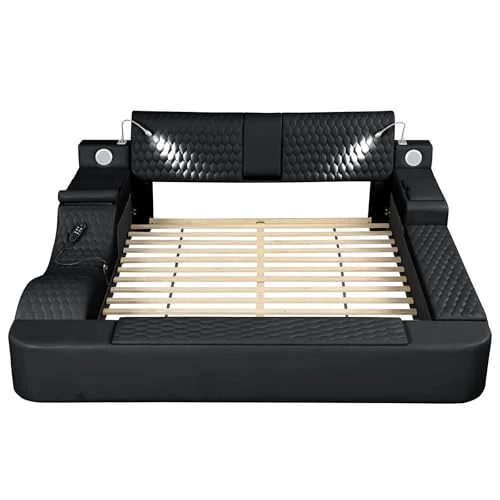 Multifunction Smart Bed Frame with Lights, Massage, and Storage — Beds & Tables, Dapedomal