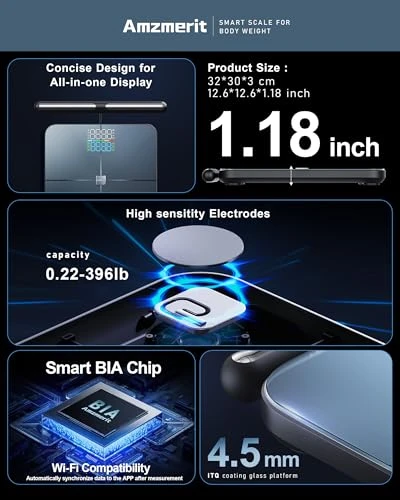 Smart Scale for Body Weight — Body Composition Analysis, Amzmerit