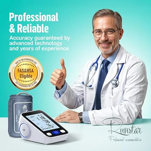 Upper Arm Blood Pressure Monitor with Wide Range Cuff — Blood Pressure Monitors, runstar