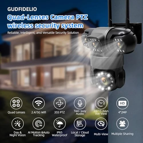 4-Lens Security Camera System — Outdoor Security Cameras, GUDFIDELIO