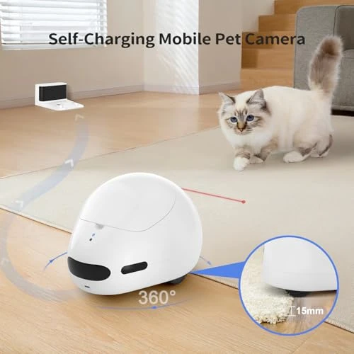 Cat Camera with Interactive Pointer Toy, Moving Robot for Dog and Cat, Mobile Pet Camera Treat Dispenser with Phone App,... — Cameras & Monitors, pumpkii