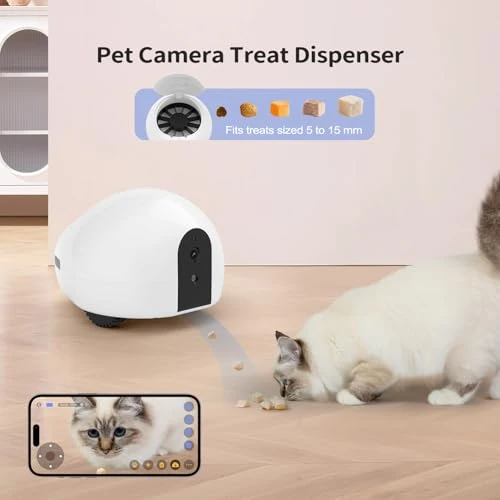 Cat Camera with Interactive Pointer Toy, Moving Robot for Dog and Cat, Mobile Pet Camera Treat Dispenser with Phone App,... — Cameras & Monitors, pumpkii