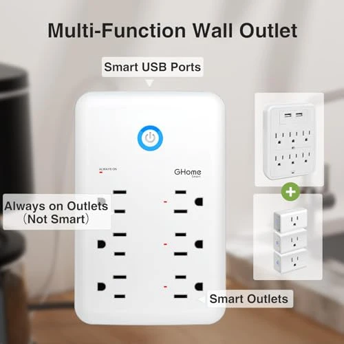 Smart Plug Outlet Extender with Surge Protection — Power Solutions & Surge Protection, GHome Smart
