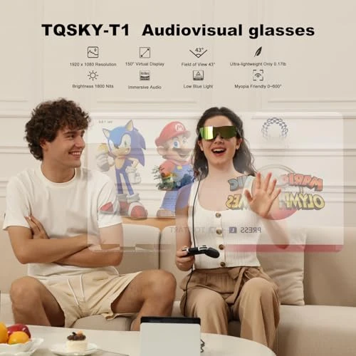 AR Glasses with T-Box, Portable Massive Screen, Myopia Adjustable, Smart Glasses — Smart Glasses, TQSKY